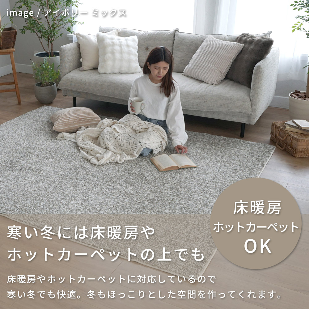 3色の糸でつくられたミックスカラー「洗える抗菌防臭防ダニ ミックスラグ」